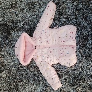 18M pink puffer coat with hood and pockets